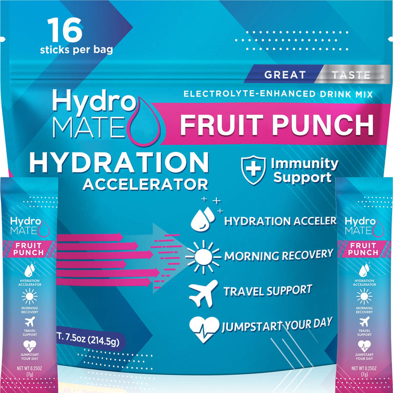 Hydromate Electrolyte Powder Fruit Punch (16 Sticks)