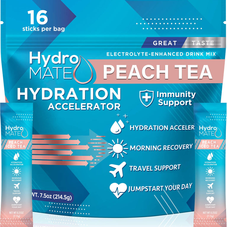 Hydromate Electrolyte Powder Peach Iced Tea (16 Sticks)