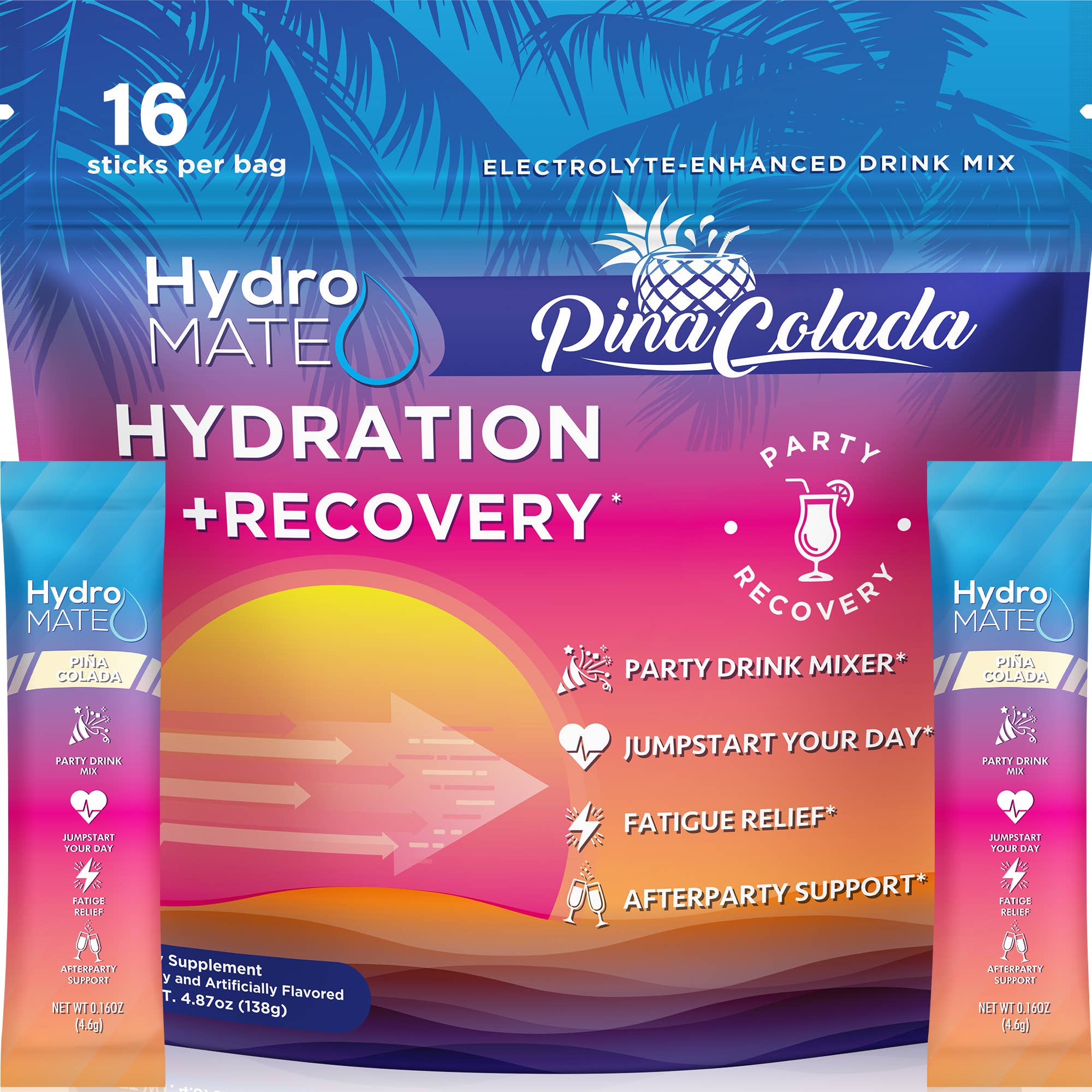 Hydromate Electrolyte Powder Pina Colada (16 Sticks)